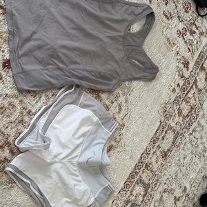 lululemon athletica Gray Tank Top and White Shorts Set